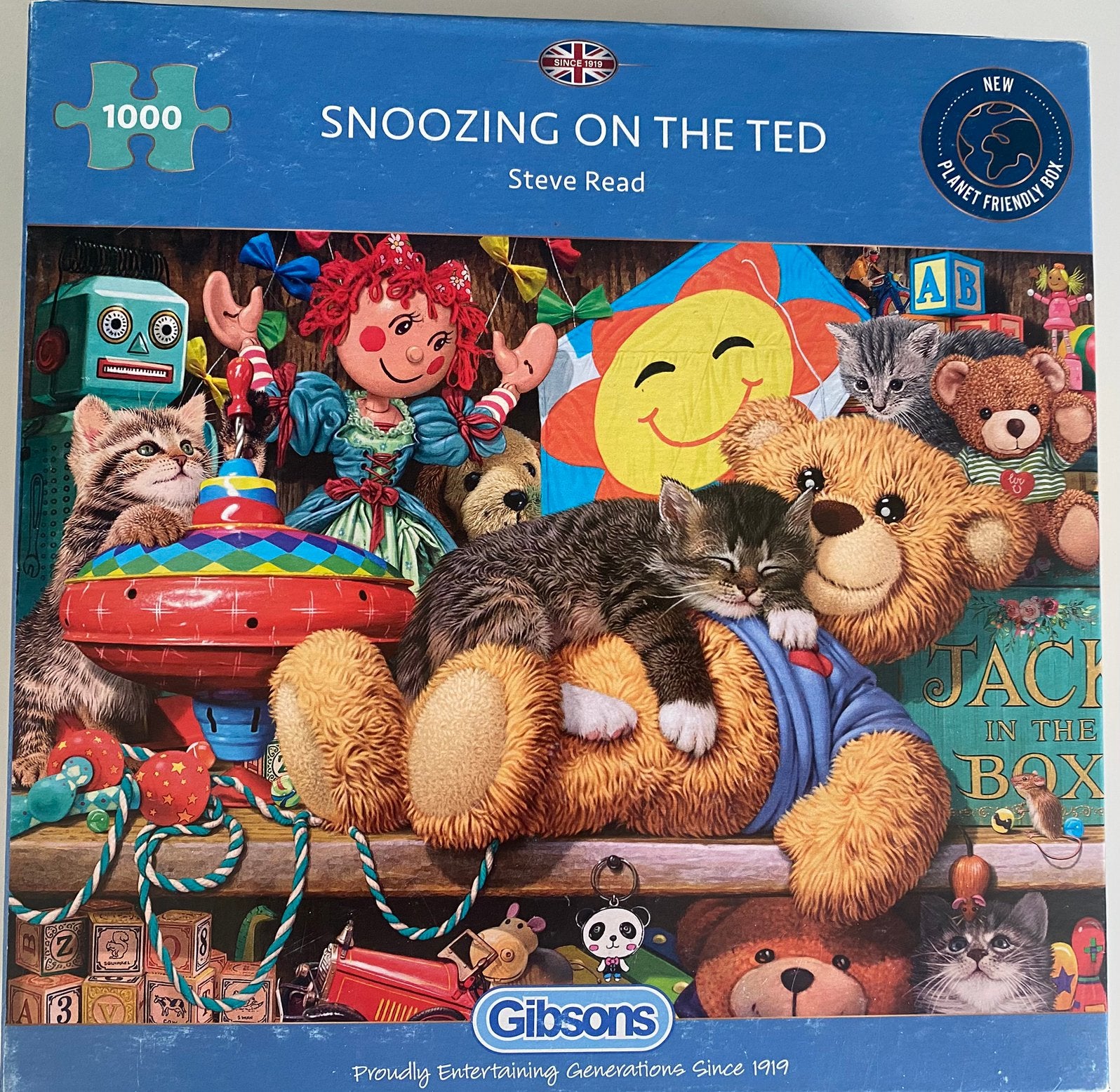 Gibsons Puzzel Snoozing on the Ted 1000 stukjes, Ophalen of Verzenden, 500 t/m 1500 stukjes, Zo goed als nieuw, Legpuzzel