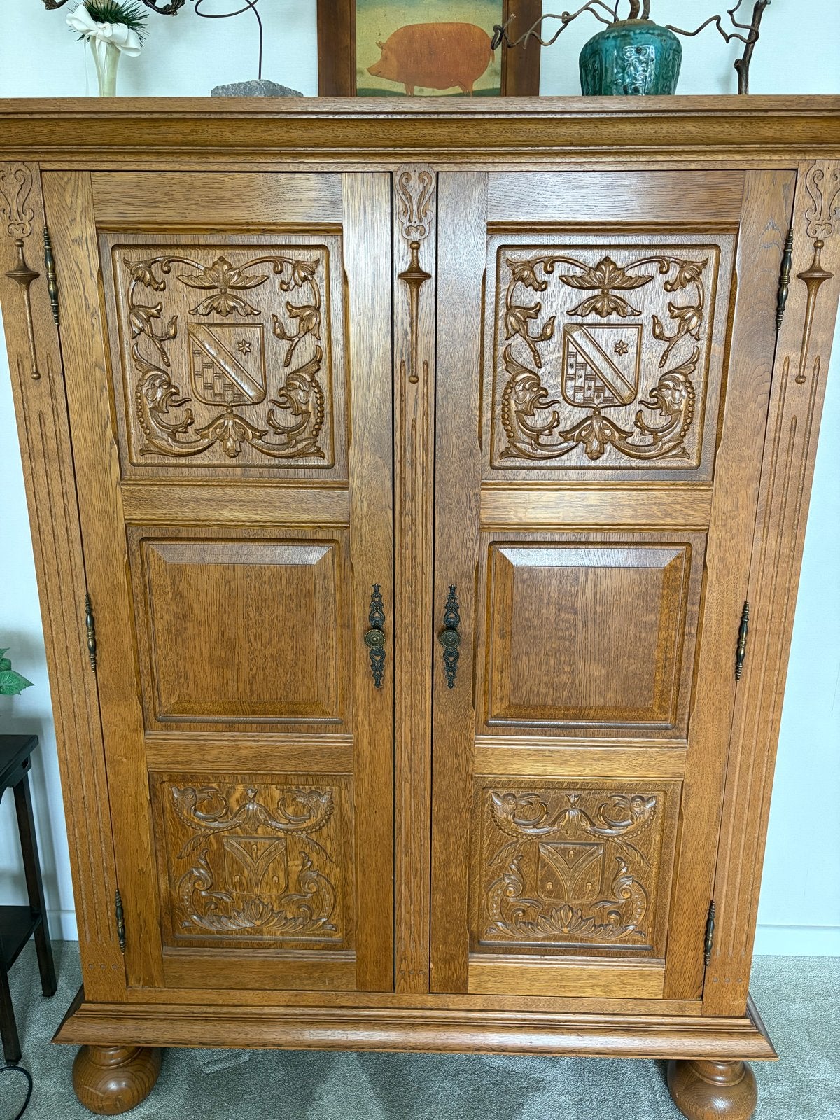 Eiken Kast met Gedetailleerd Snijwerk, Antiek en Kunst, Antiek | Meubels | Kasten, Ophalen