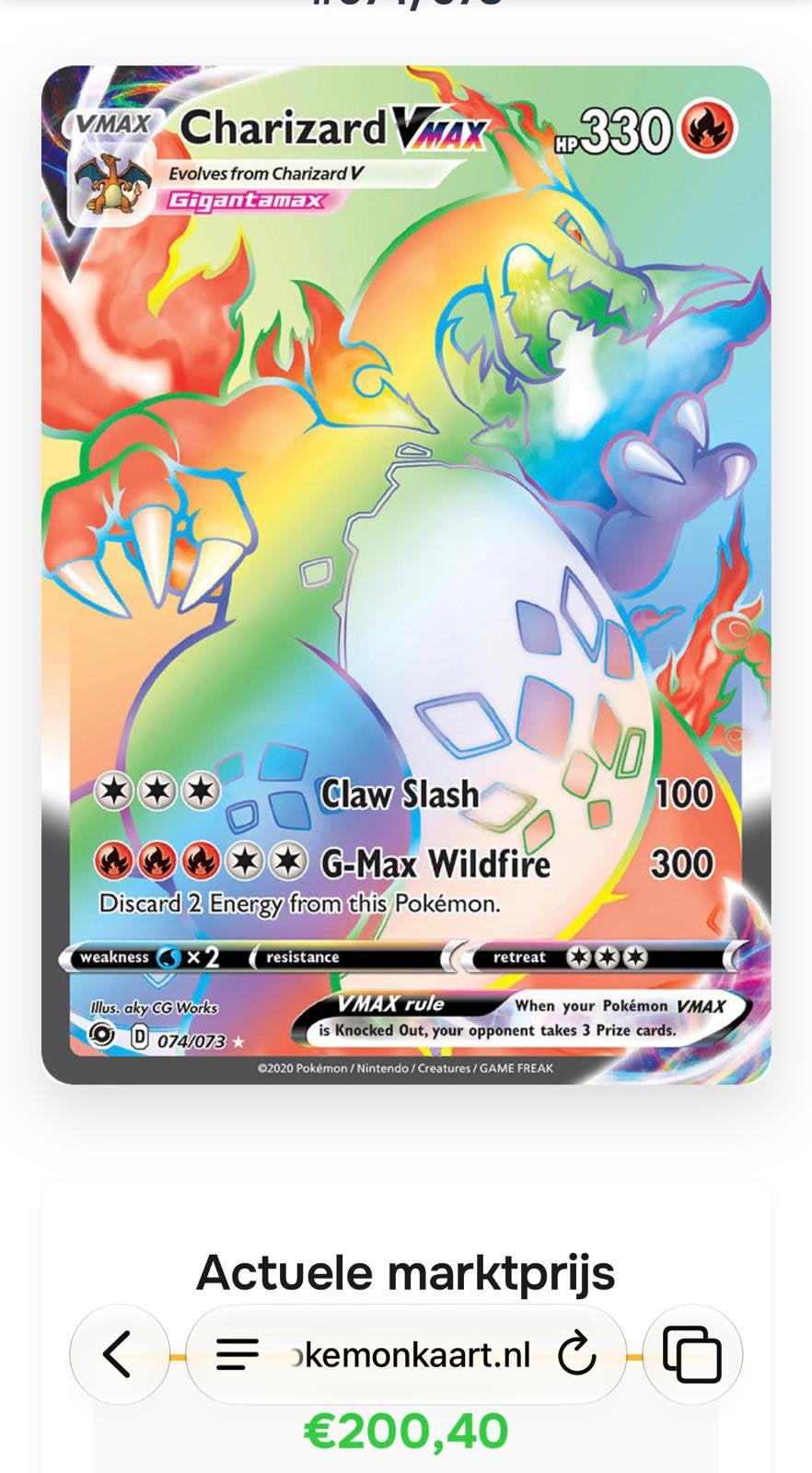 Charizard pokemon kaart, Ophalen of Verzenden, Zo goed als nieuw