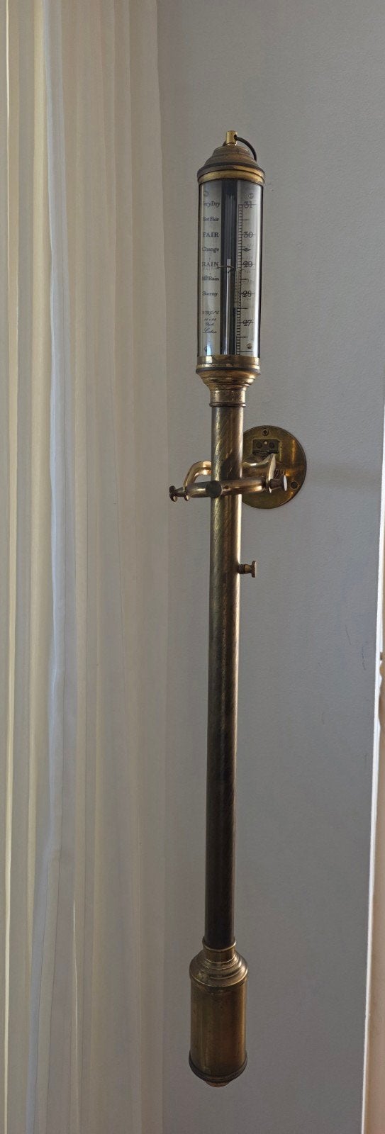 Scheeps staafbarrometer ships barometer messing, Antiek en Kunst, Ophalen of Verzenden
