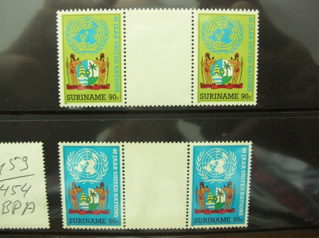 Suriname 1985 40 jaar VN brugpaar, Verzenden, Postfris