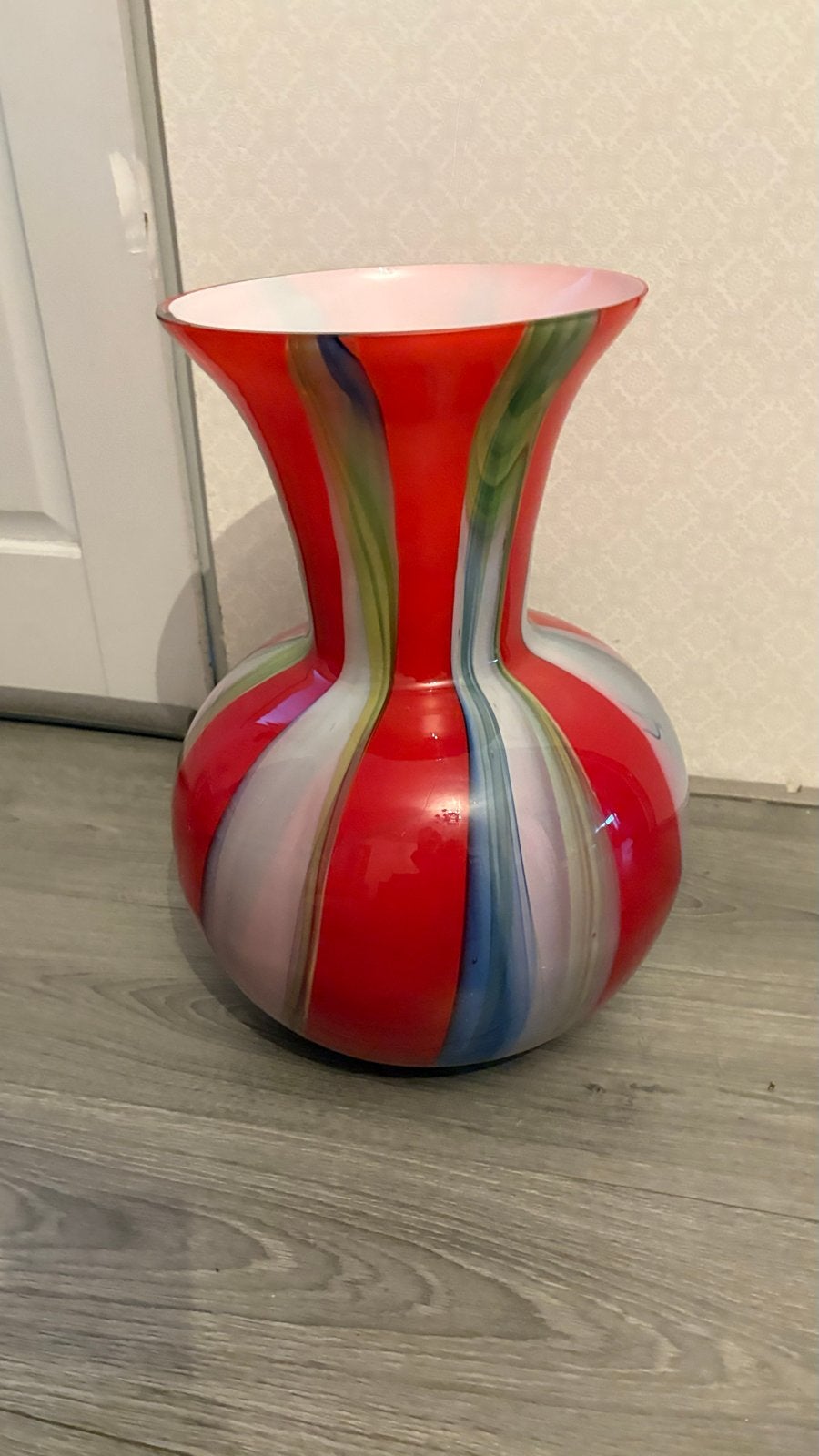 Vintage Gekleurde Glazen Vaas - Uniek Design, Antiek en Kunst, Ophalen of Verzenden