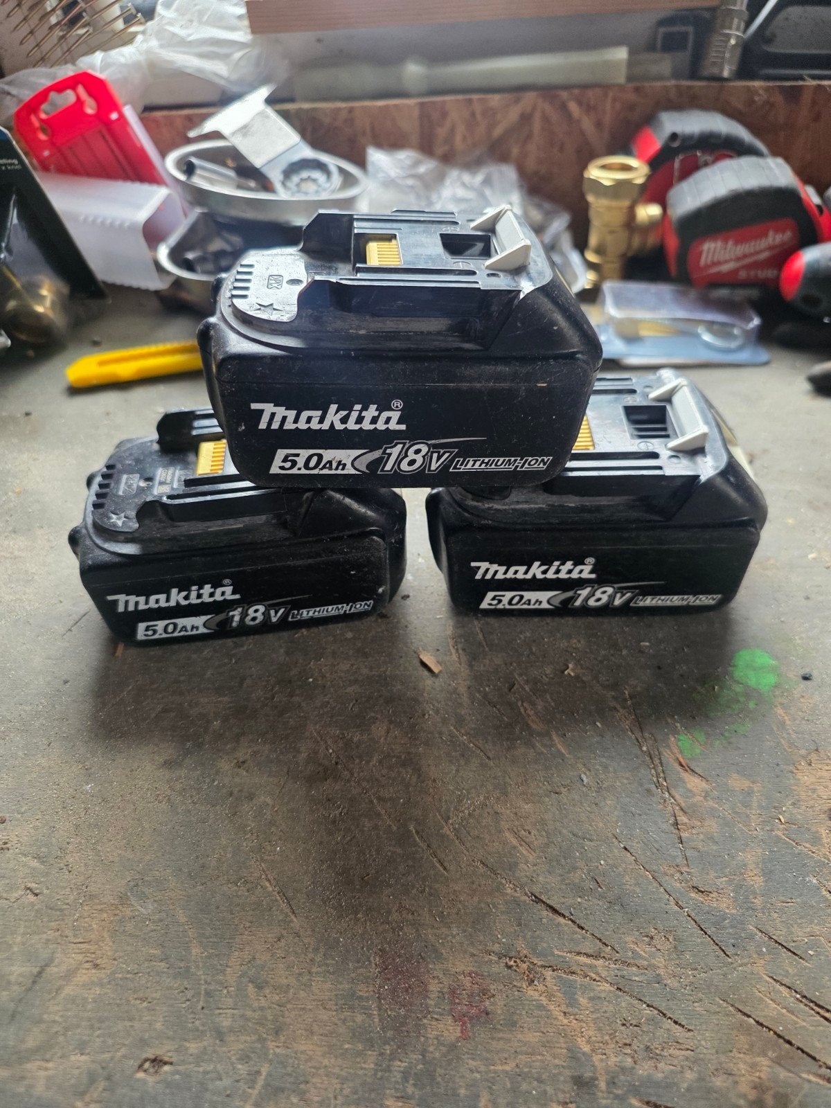 Makita 18V 5.0Ah Li-ion Accu's (3 stuks), Ophalen of Verzenden, Gebruikt, Overige merken, Overige typen