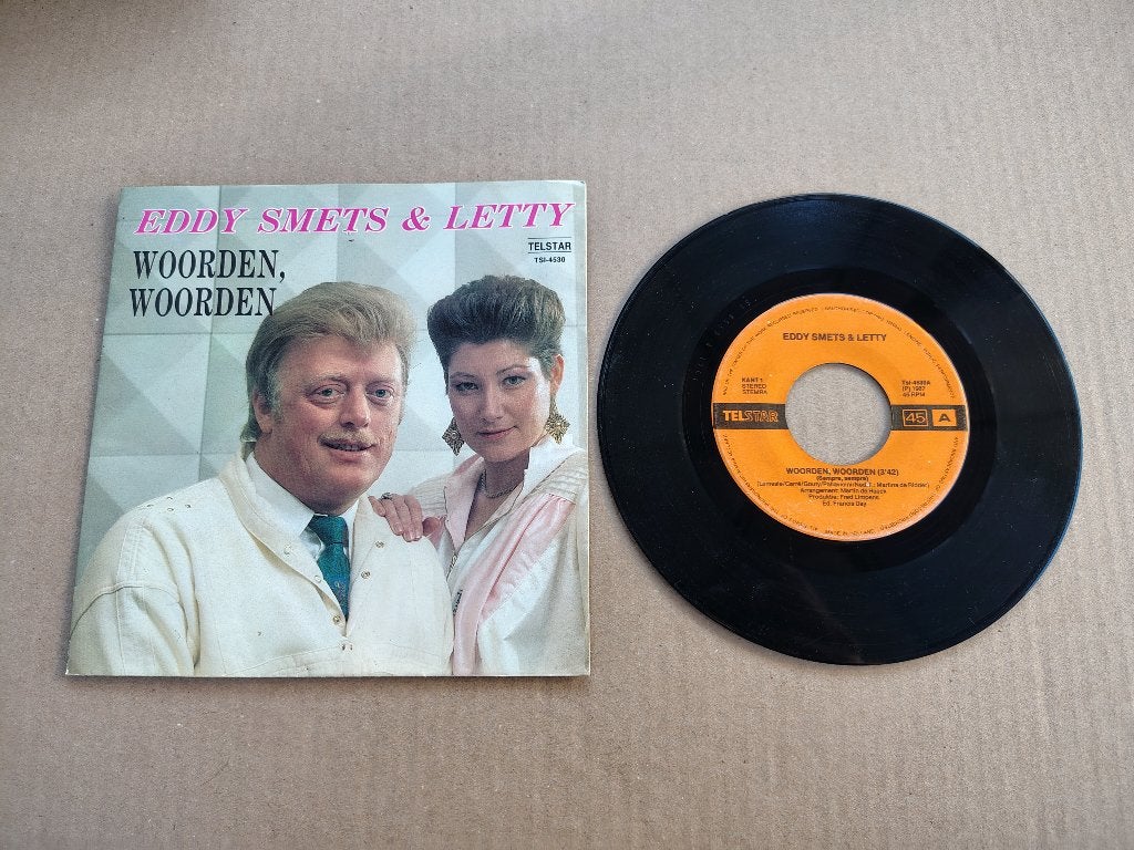 7" Single: Eddy Smets & Letty - Woorden, Woorden (1987), Cd's en Dvd's, Vinyl Singles, Verzenden, Gebruikt, 7 inch, Nederlandstalig