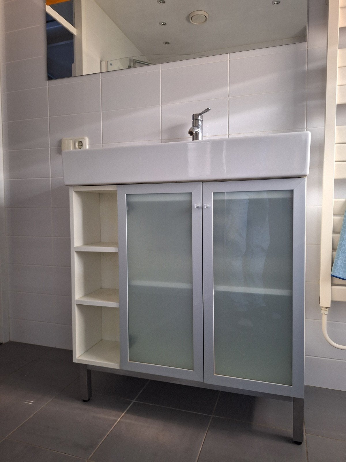 Complete Ikea wastafelset met onderkast en zijrek, Ophalen, Gebruikt, 50 tot 100 cm, Minder dan 100 cm
