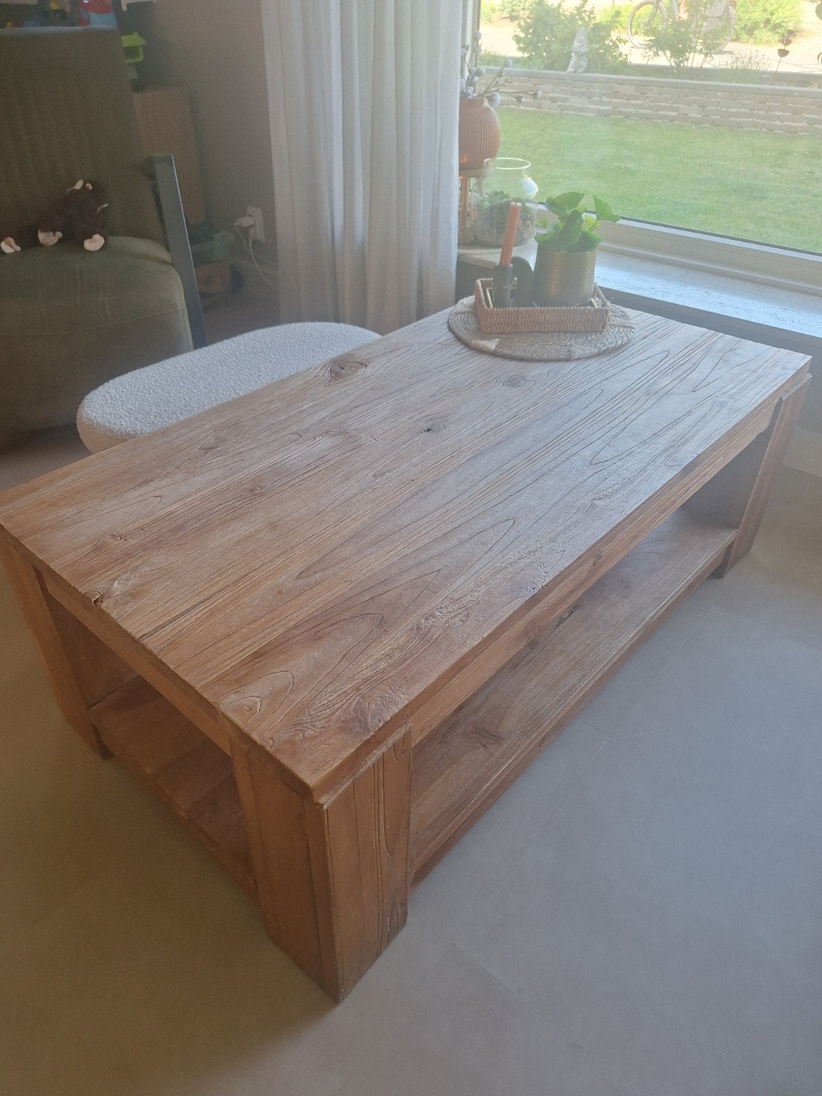 Teak houten salontafel, Huis en Inrichting, Tafels | Salontafels, Ophalen, 100 tot 150 cm, Teakhout, 50 tot 100 cm