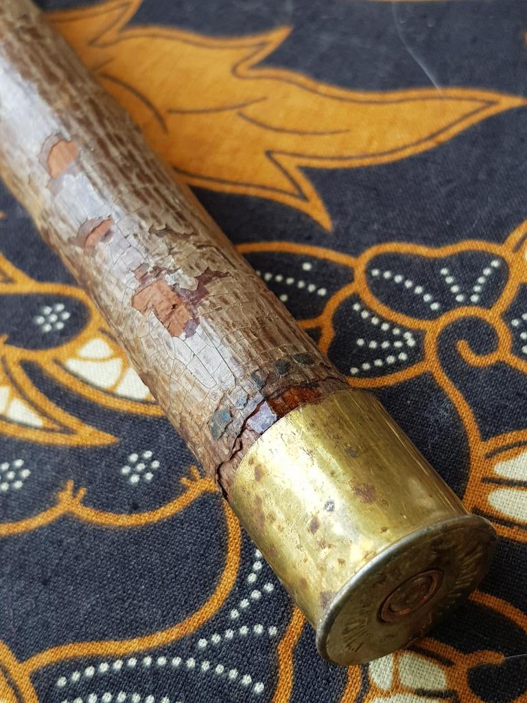 Antieke Engelse wandelstok van vruchtenhout en koper 87,5 cm, Ophalen of Verzenden