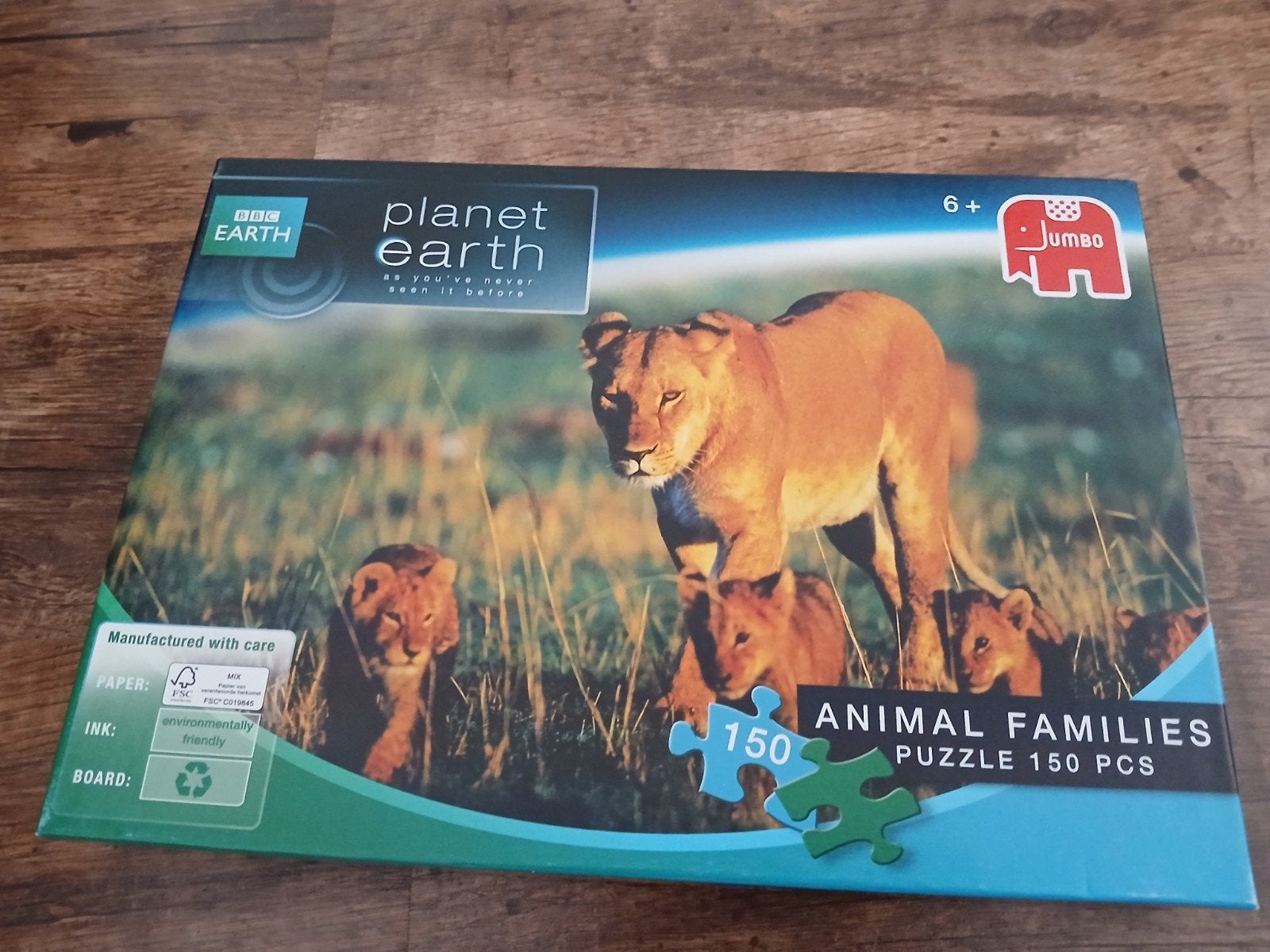 JUMBO puzzel BBC EARTH familie tijger 150 stukjes, Ophalen of Verzenden, Minder dan 500 stukjes, Gebruikt