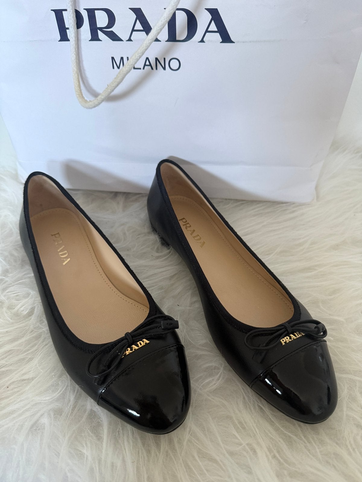Designer ballerina’s Prada, Ophalen, Zwart, Nieuw, Ballerina's
