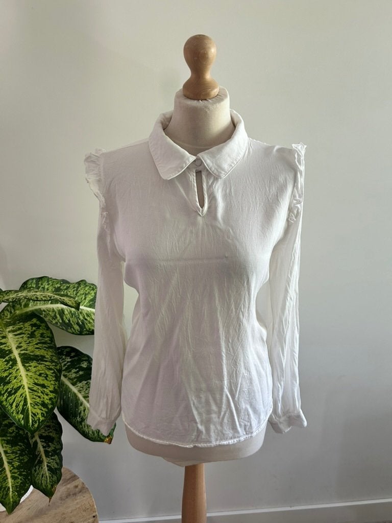 Juffrouw Jansen maat XXL witte elegante blouse top 3401, Juffrouw Jansen, Wit, Maat 46/48 (XL) of groter, Juffrouw Jansen