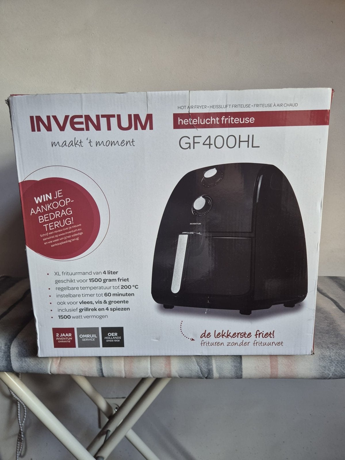 Inventum GF400HL Heteluchtfriteuse - XL 4L, 1500W, 4 liter of meer, Ophalen of Verzenden, Nieuw