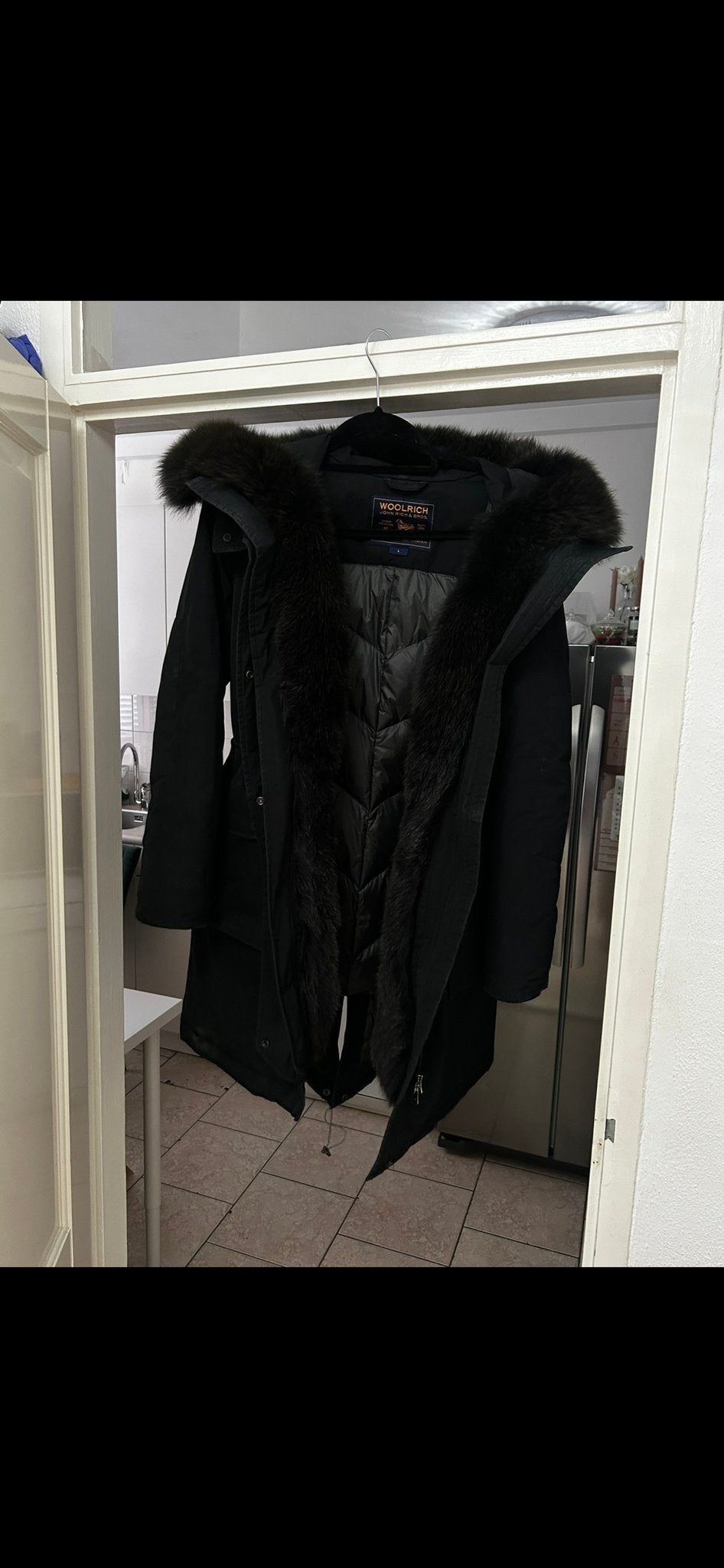 Woolrich Military Parka met bontvoering en capuchon, Ophalen of Verzenden, Zo goed als nieuw, Maat 42/44 (L), Zwart