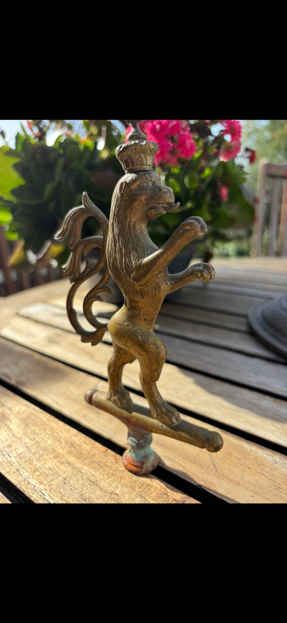 Antiek bronzen leeuw met kroon - Deurklopper/Decoratie, Ophalen of Verzenden