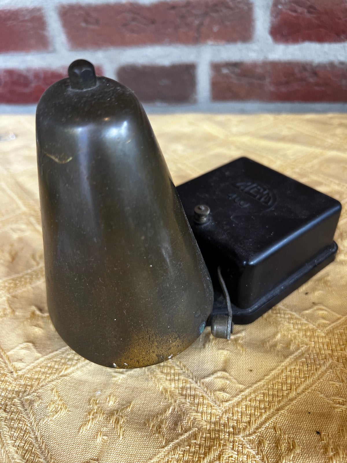 Antieke deurbel koper en bakeliet., Ophalen of Verzenden