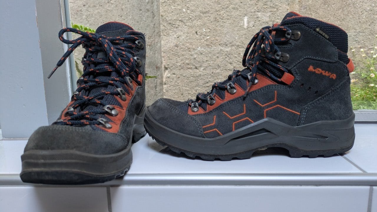 Lowa Iowa wandelschoenen maat 37, grijs suède met oranje, Ophalen, Gebruikt, Schoenen