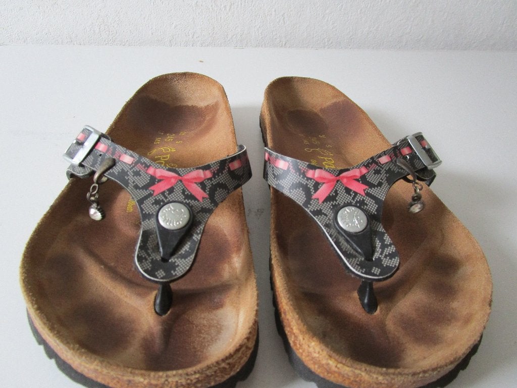 Papillio Birkenstock slippers, strikmotief. Maat 38., Ophalen of Verzenden, Gedragen, Slippers