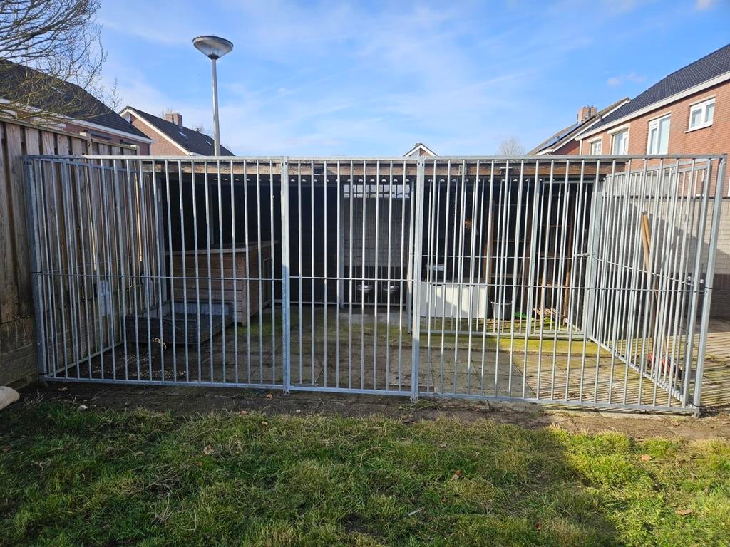 Grote honden kennel met nachthok, Ophalen, Zo goed als nieuw, 110 cm of meer, 100 cm of meer