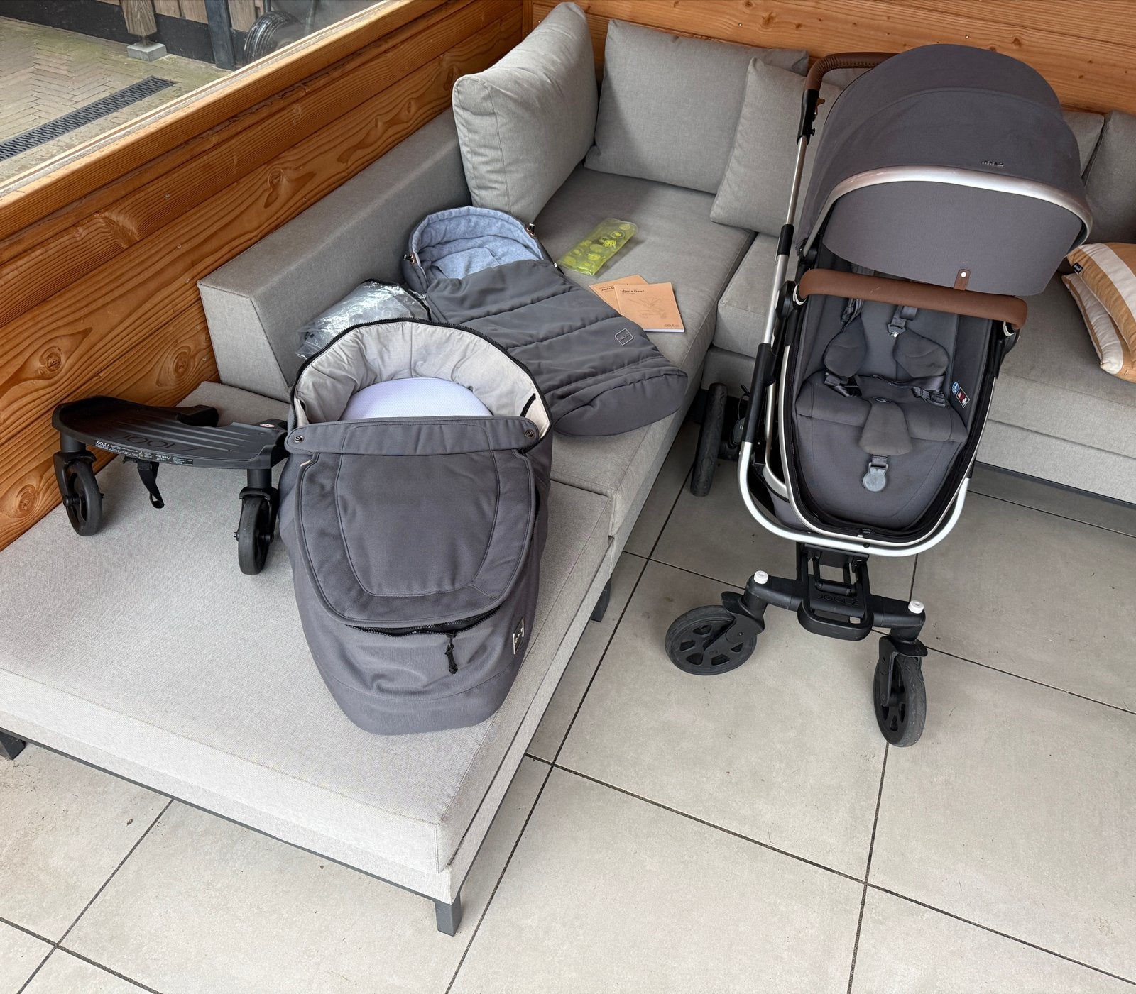 Joolz Geo2 Combiwagen met accessoires + lmeerijdplank, Ophalen, Gebruikt, Combiwagen, Verstelbare duwstang