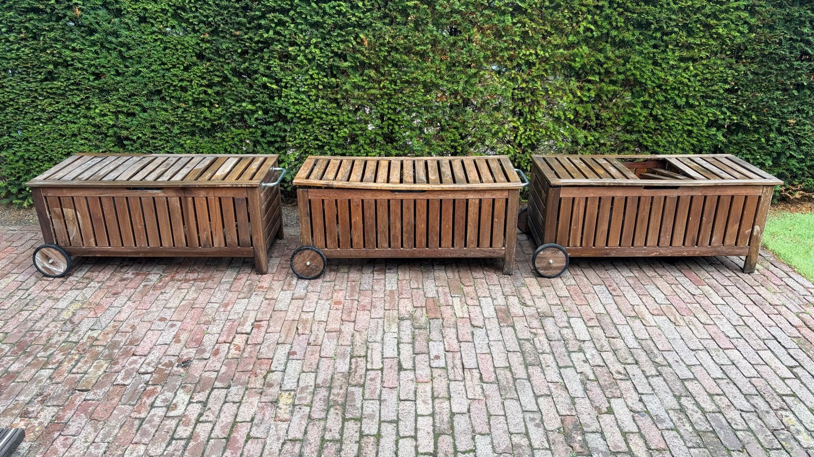3x IKEA ÄPPLARÖ storage bench, outdoor, brown, Tuin en Terras, Ophalen, Gebruikt