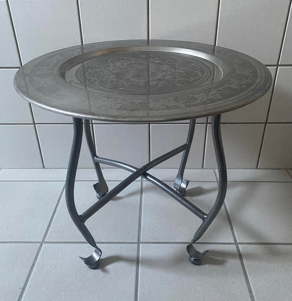 Bijzettafeltje: Zilverkleurig Marrakesch. Doorsnede 41 cm., Huis en Inrichting, Tafels | Bijzettafels, Minder dan 45 cm, Minder dan 55 cm