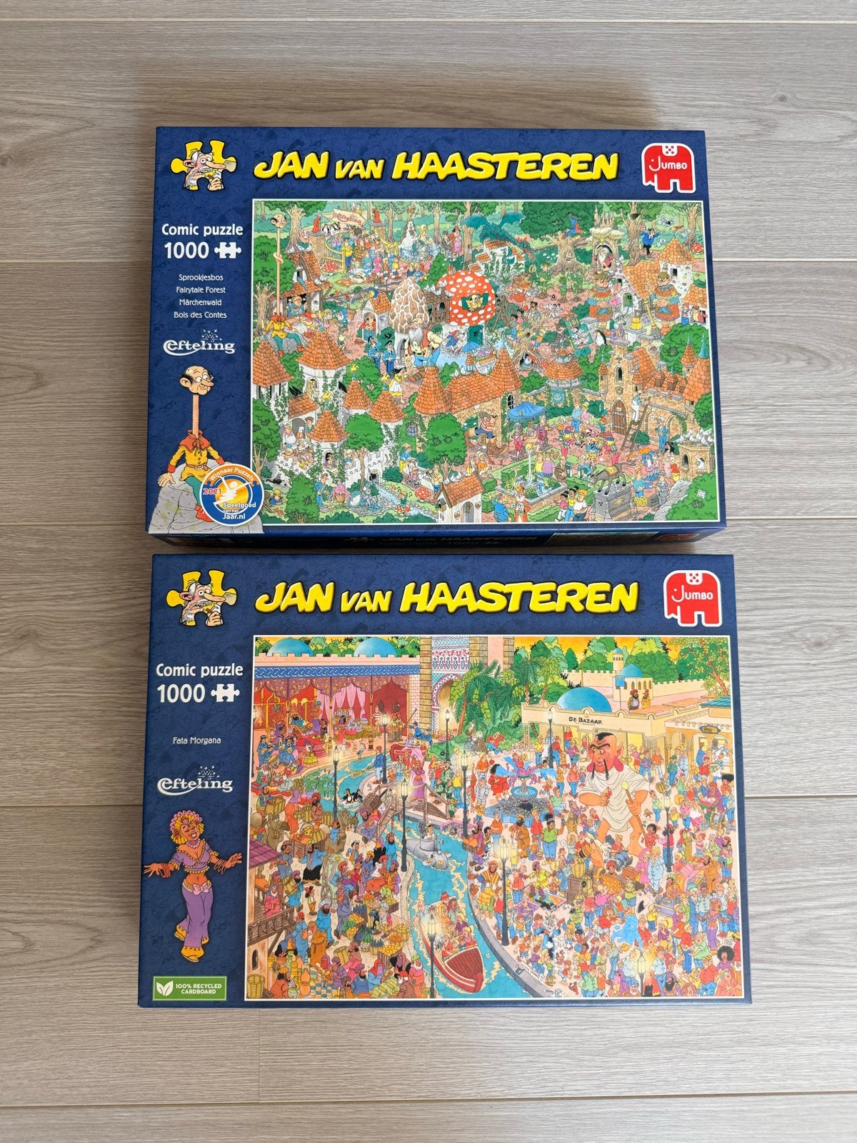 Jan van Haasteren Efteling Puzzels - 2x 1000 stukjes, Ophalen, 500 t/m 1500 stukjes, Zo goed als nieuw, Legpuzzel