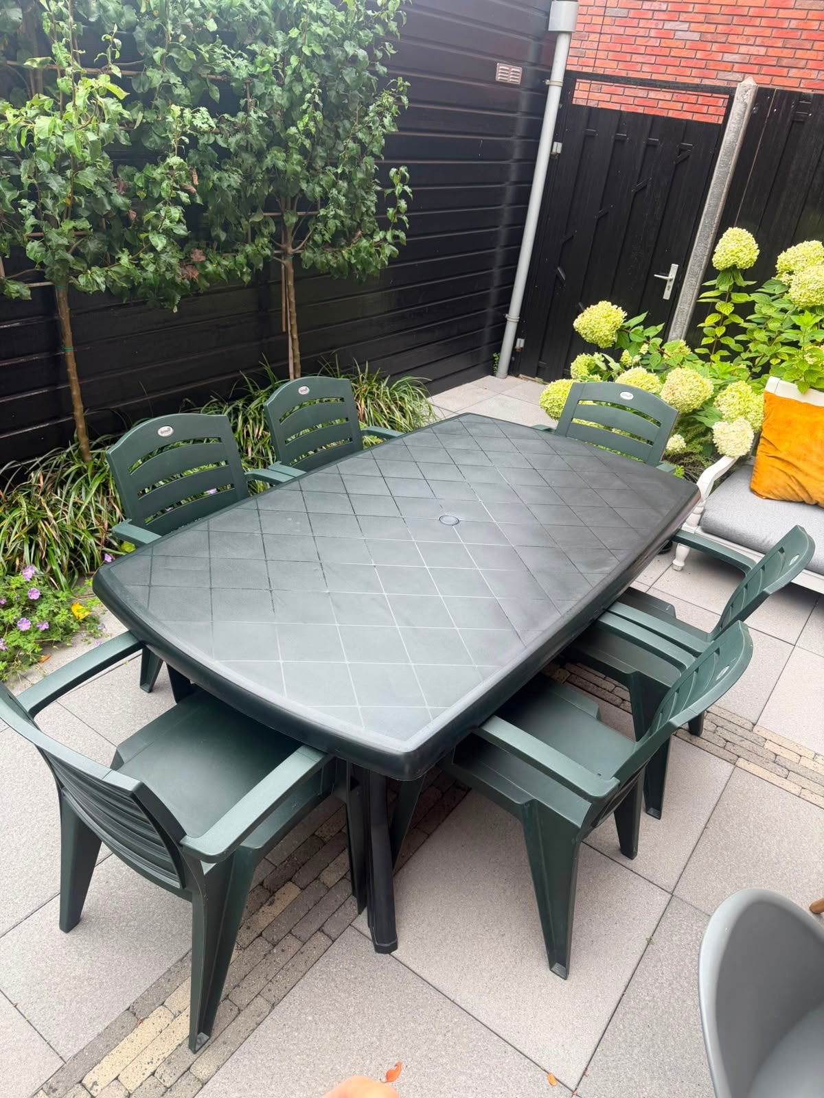 Donkergroene hartman tuinset, Ophalen, Zo goed als nieuw, Kunststof