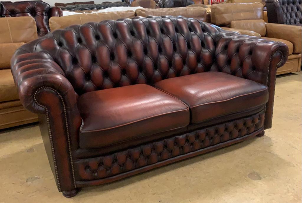 Prachtige Chesterfield Bank 2 Zits Oxblood Red., Gebruikt, 150 tot 200 cm, Tweepersoons, Ophalen of Verzenden