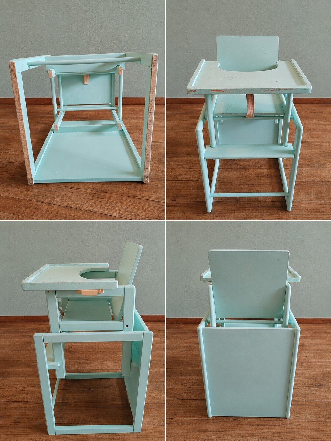 Vintage Kinderstoel / Tafel & stoel - Mintgroen, Ophalen, Gebruikt, Overige typen