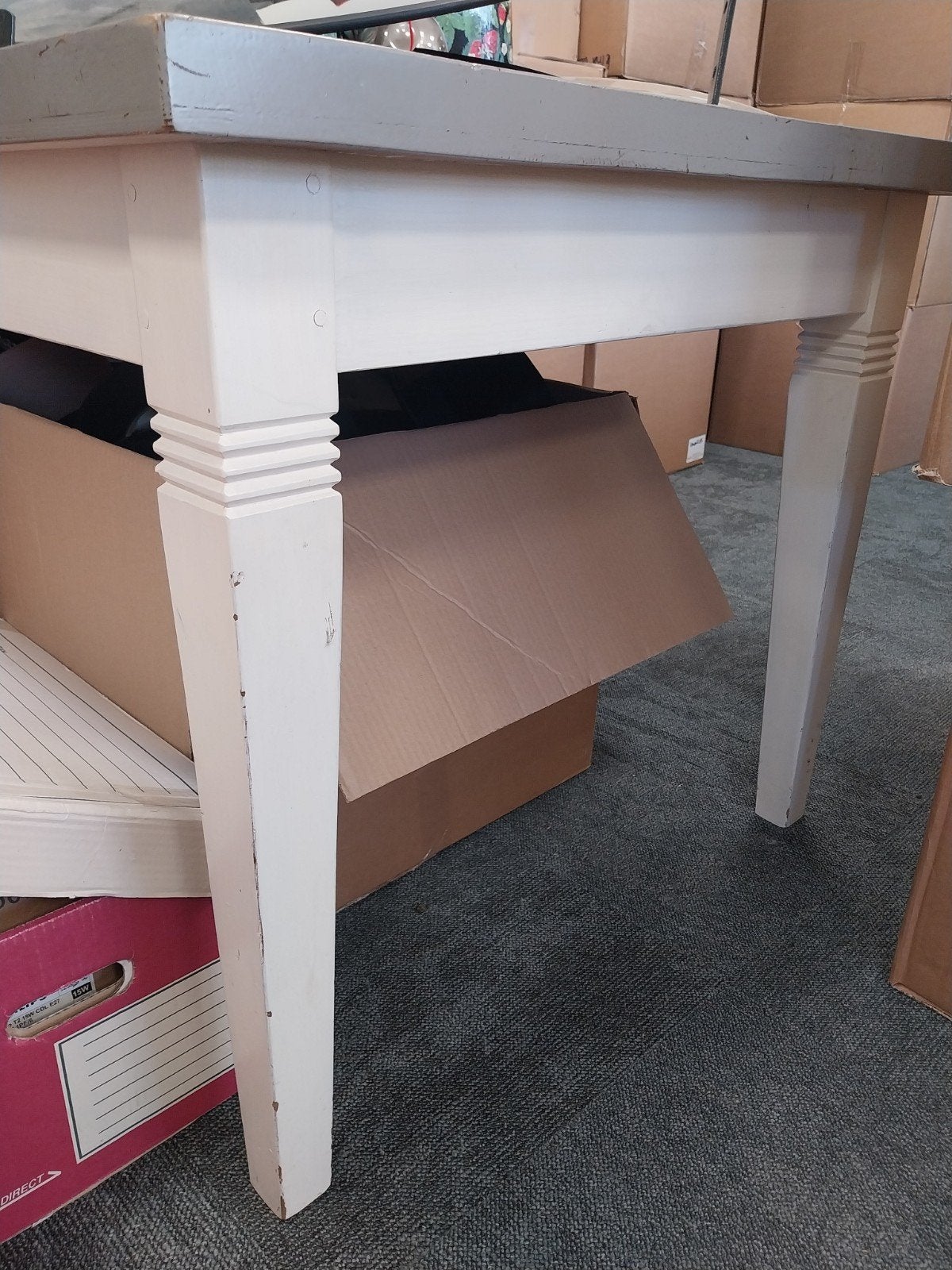 grenen eettafel, keukentafel, tafel 200 x 90 cm, grijs/wit., Ophalen, Gebruikt, 200 cm of meer, 50 tot 100 cm