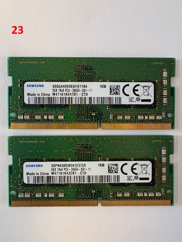 2 x Samsung 8GB DDR4-2666 SO-DIMM (16gb totaal), Computers en Software, Gebruikt, Verzenden, DDR4, Laptop