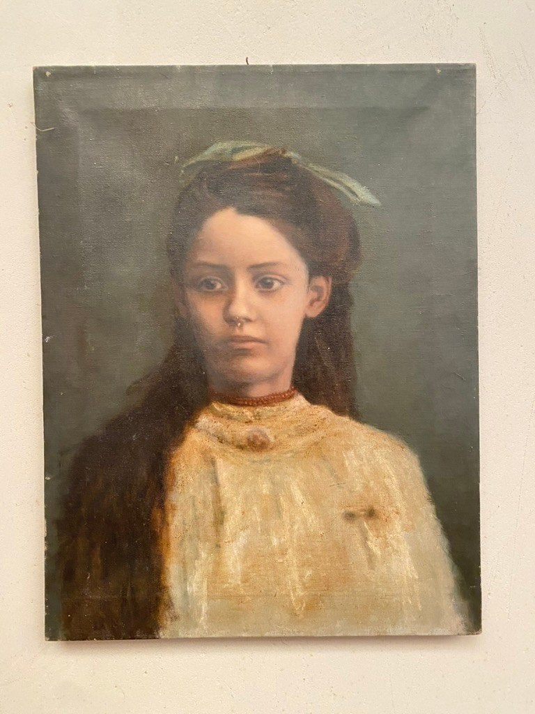 portret schilderij, Ophalen of Verzenden, Klassiek, Portret of Personen, Doek