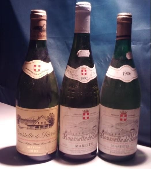 3x Wijnen - Roussette de Savoie - 1986 - 1992 - 1993, Nieuw, Ophalen of Verzenden, Vol, Overige typen