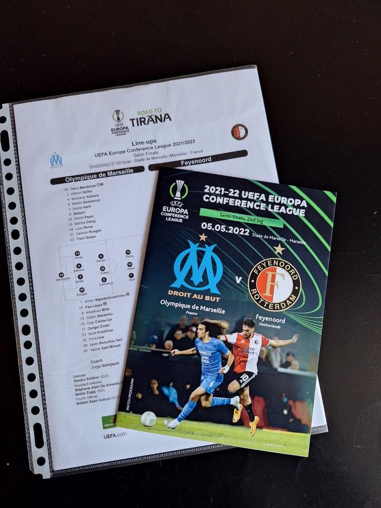 Progr/Teamsheet Olymp.de Marseille-Feyenoord., Verzamelen, Sportartikelen en Voetbal, Verzenden, Nieuw, Feyenoord, Boek of Tijdschrift