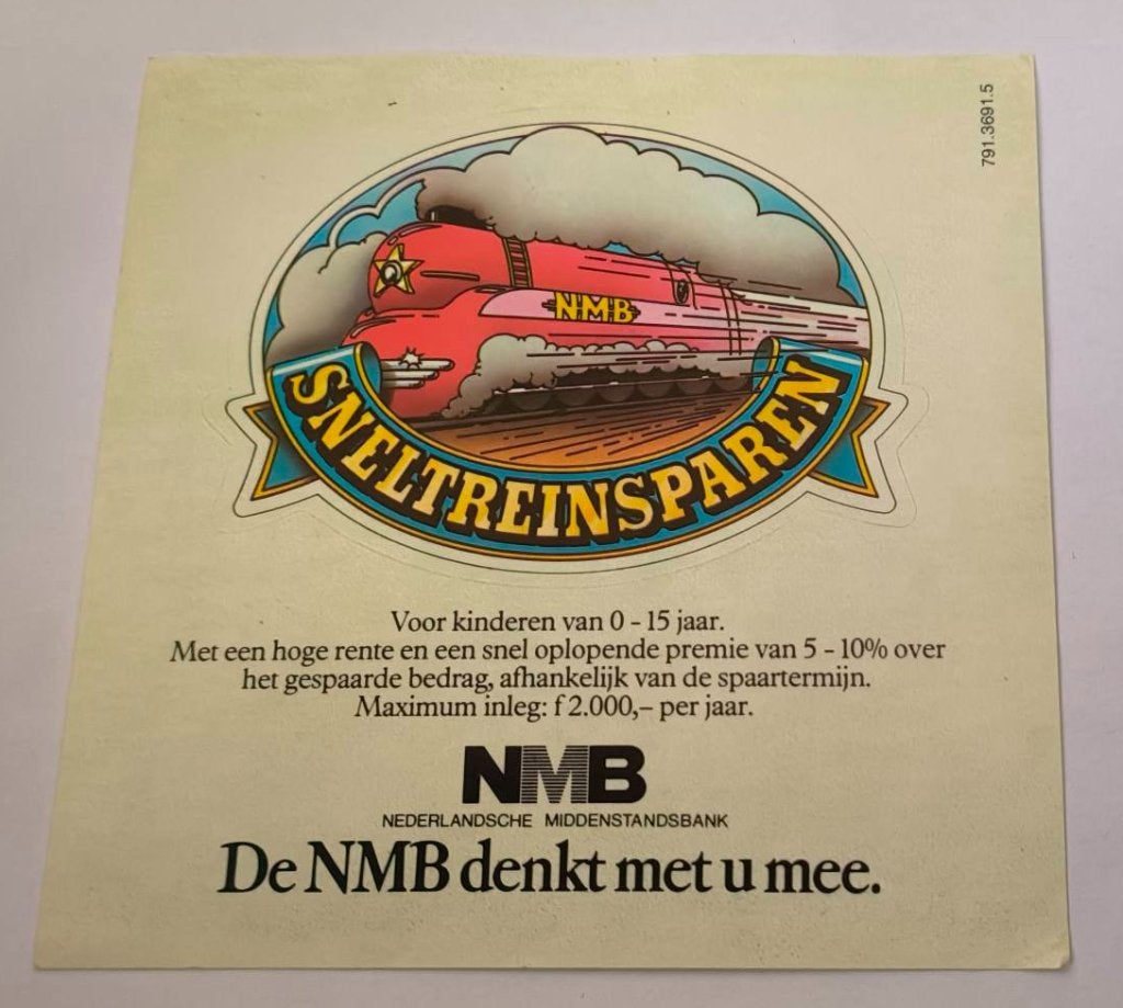Sticker NMB Sneltrein-sparen, Verzamelen, Ophalen of Verzenden, Zo goed als nieuw, Bedrijf of Vereniging