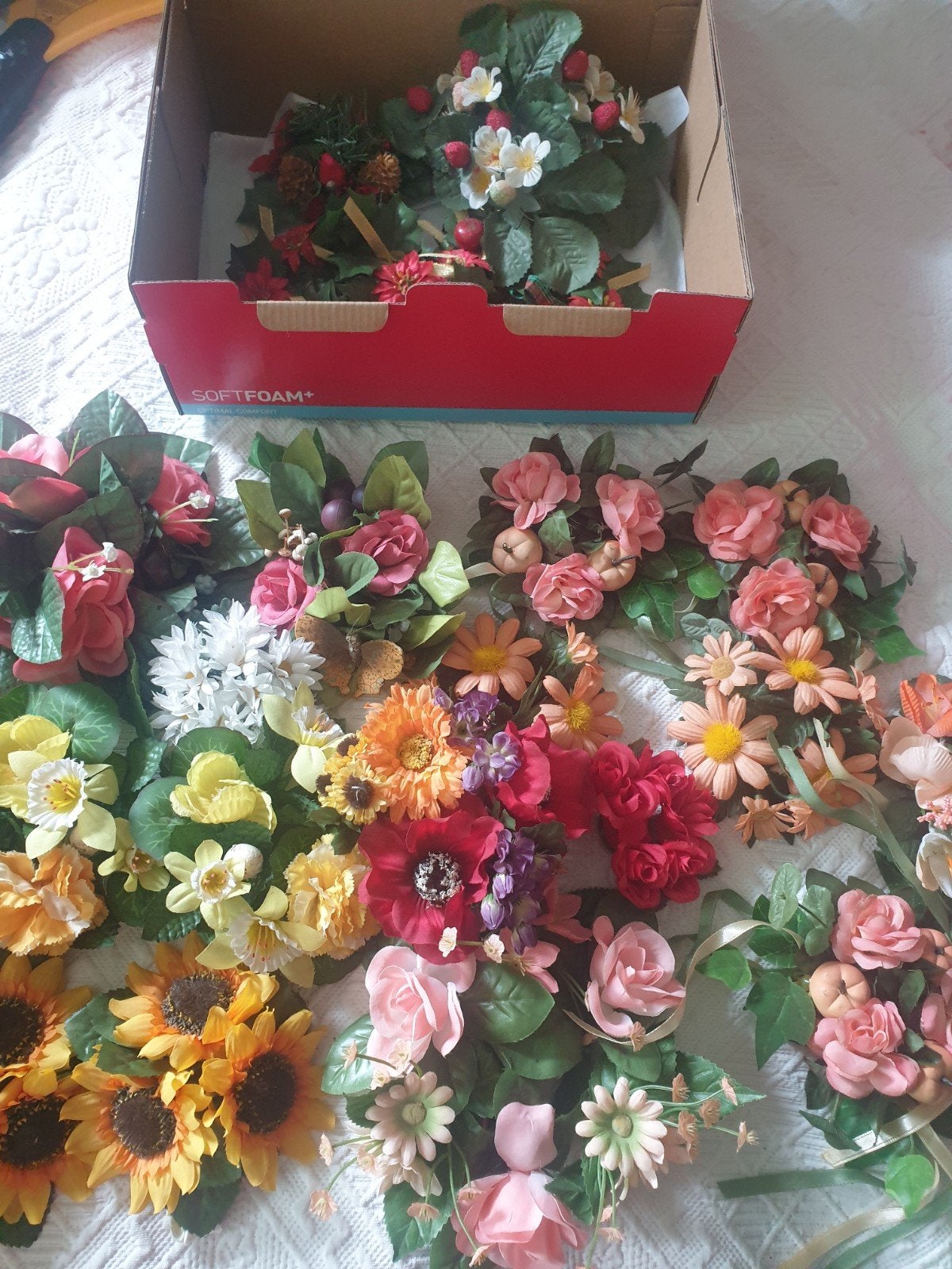 20x Kunstbloemen kaars ringhouders decoratie, Huis en Inrichting, Woonaccessoires | Kunstplanten en Kunstbloemen, Binnen, Gebruikt
