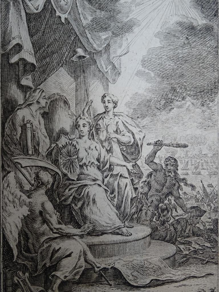 gravure allegorie Tweede eeuwfeest Leids ontzet, Fokke 1774, Dagelijks leven, Verzenden, Gravure, Origineel