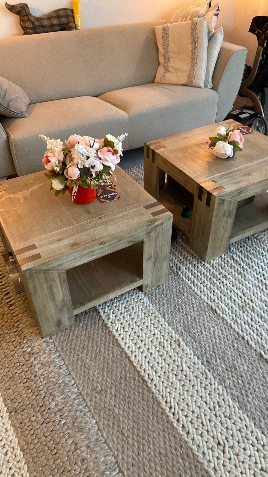 Salontafel, 2x, industrieel 65x43 cm evt met Vloerkleed!, Vierkant, Zo goed als nieuw, Minder dan 50 cm, 50 tot 100 cm