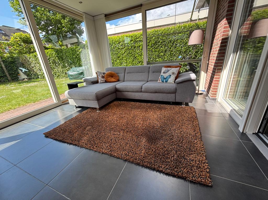 Vloerkleed 160x230 terra bruin zwart, merk Brink en Campman, Ophalen, Gebruikt, Bruin, 150 tot 200 cm