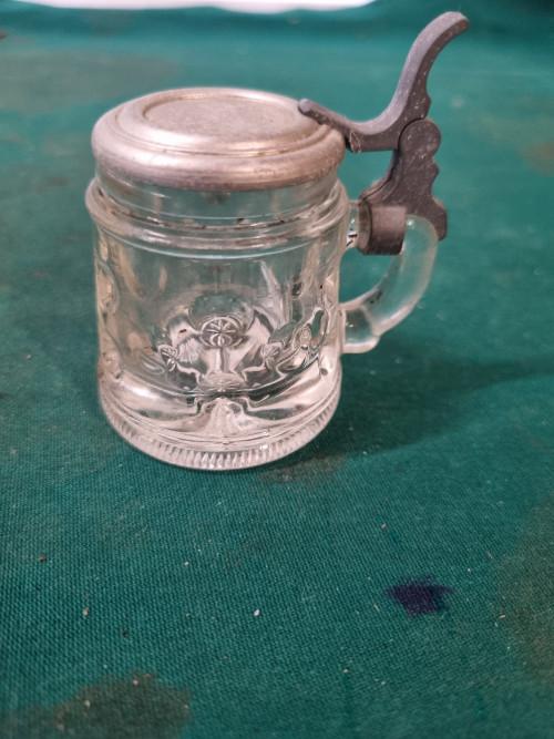 mini pull glas en tinnen deksel vintage, Verzamelen, Ophalen of Verzenden, 'T Olde Gre-j, Info@toldegrej.nl, Endepoelstraat 20f Didam