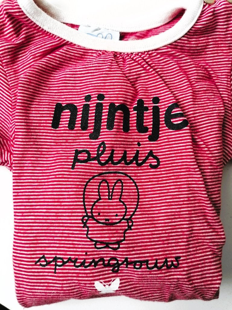 Nijntje rood wit gestreept set: jurk broekje maat 80, Gebruikt, Meisje, Nijntje, Ophalen of Verzenden