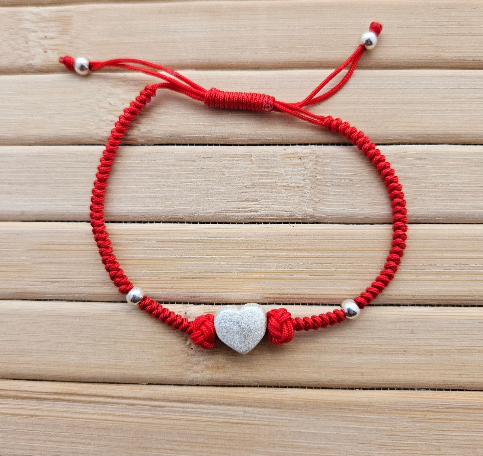 rood gevlochten touw met zilveren hartje armband, Ophalen of Verzenden, Nieuw