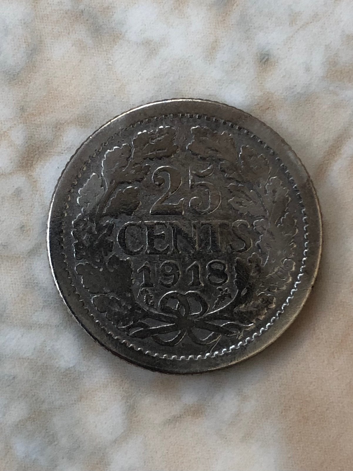 25 cent 1918, zilver, Wilhelmina., Postzegels en Munten, Munten | Nederland, Verzenden, Zilver, 25 cent, Koningin Wilhelmina