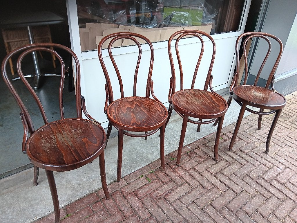 Diverse soorten restaurant-terras en caféstoelen, Ophalen, Gebruikt, Bruin, Metaal