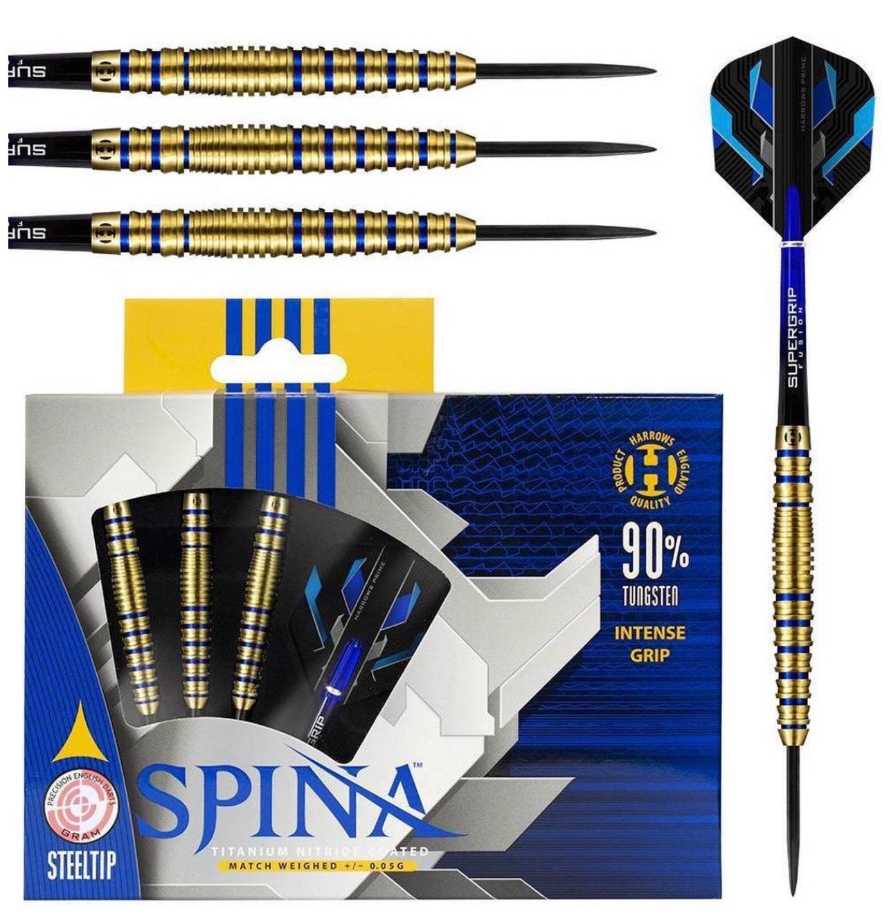 Harrows Spina Steeltip 90% 26GR Blue/Black dartpijlen 21 gr, Ophalen of Verzenden, Nieuw, Pijlen