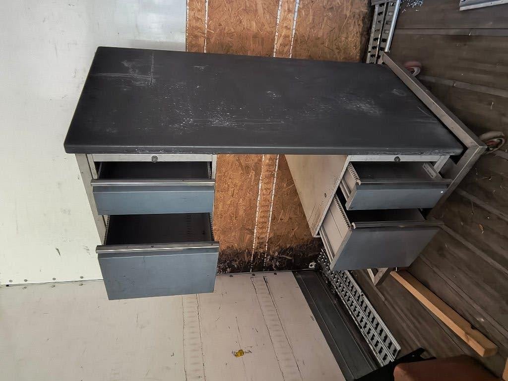 Stalen bureau werkbank 150x75 met 4 laden, Ophalen, Gebruikt, 120 tot 170 cm