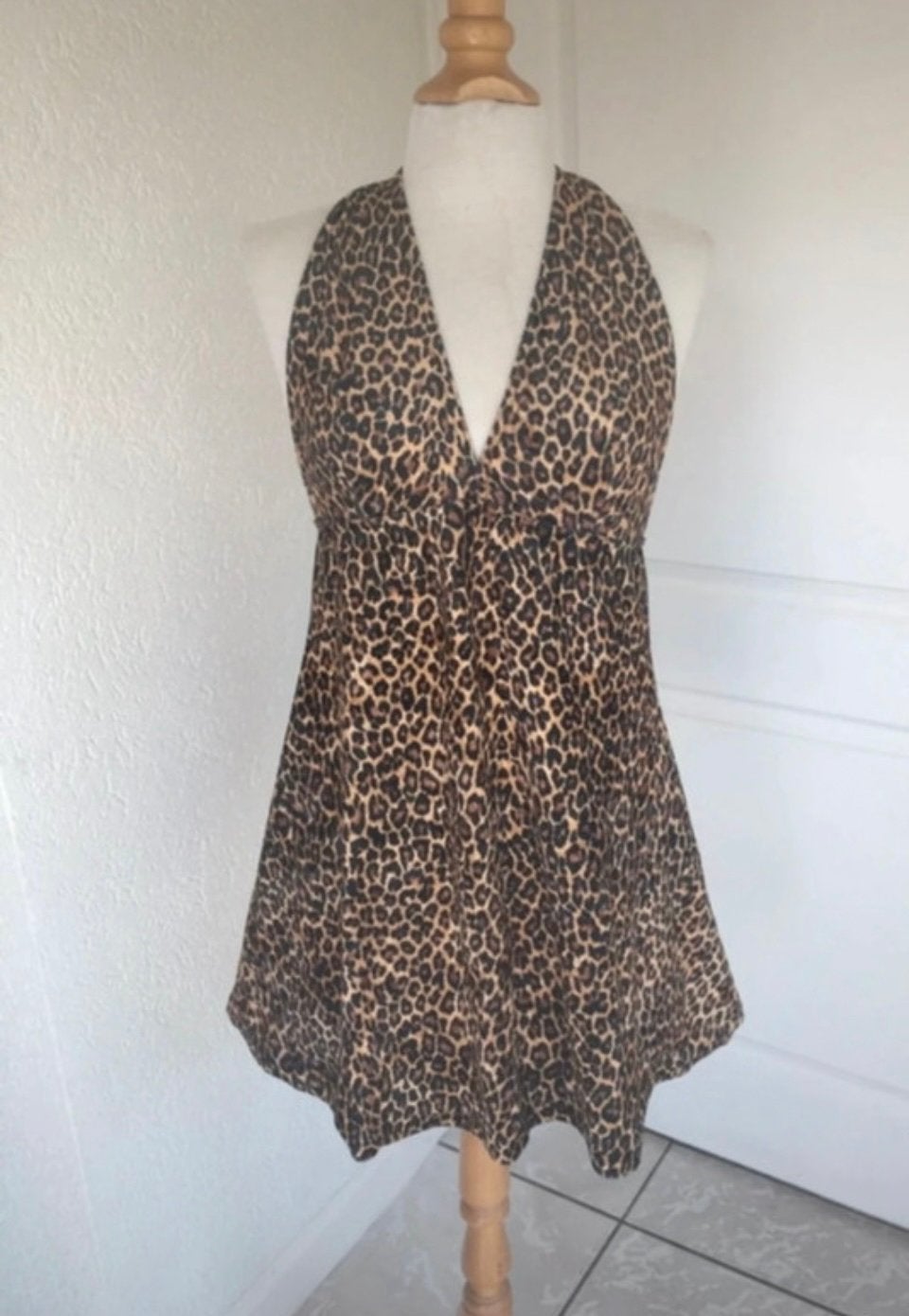 Halter jurkje, panter-print 38, Ophalen of Verzenden, Zo goed als nieuw, Maat 38/40 (M), Bruin