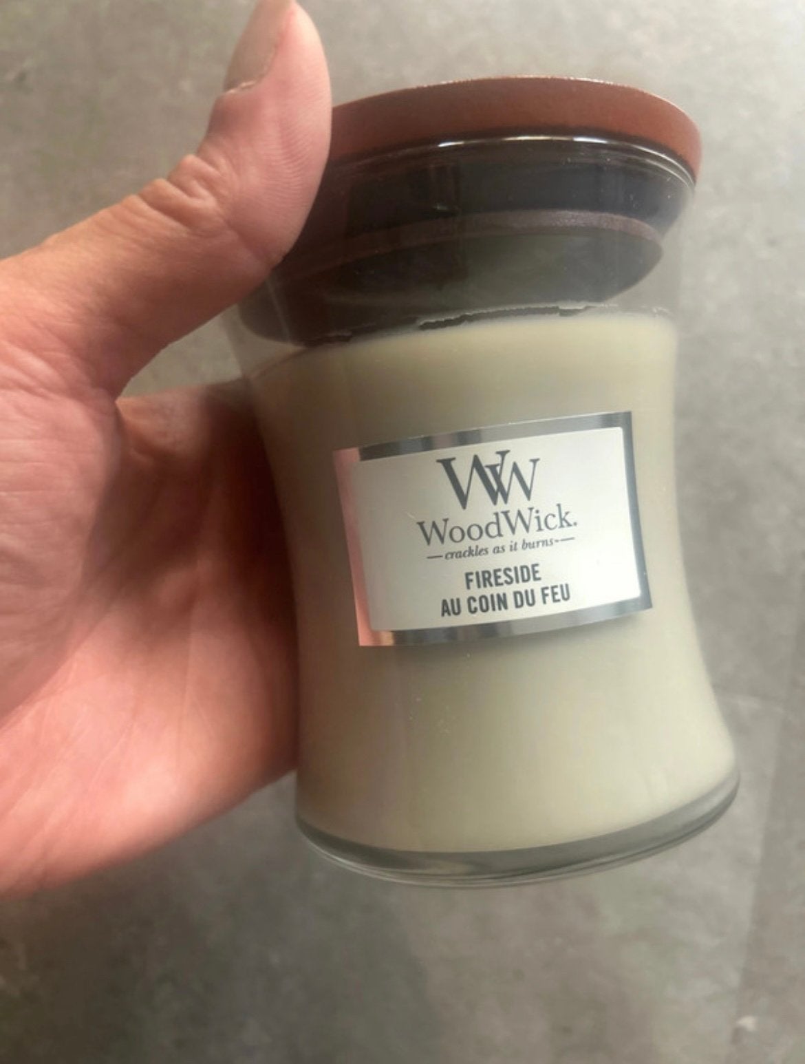 Woodwick fireside 60 branduren, Woodwick, Ophalen of Verzenden, Zo goed als nieuw, Kaars