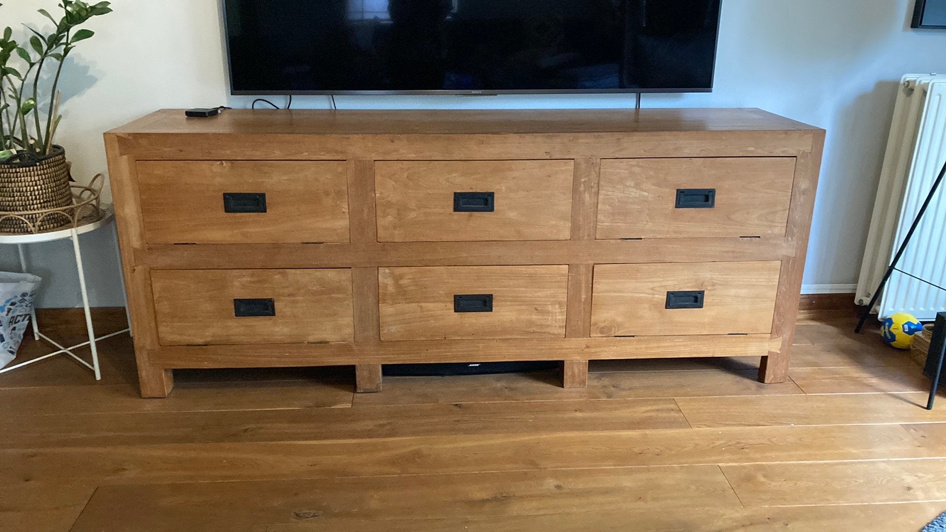 Teak houten dressoir, Huis en Inrichting, Kasten | Dressoirs, Ophalen, Teakhout, Zo goed als nieuw, 200 cm of meer
