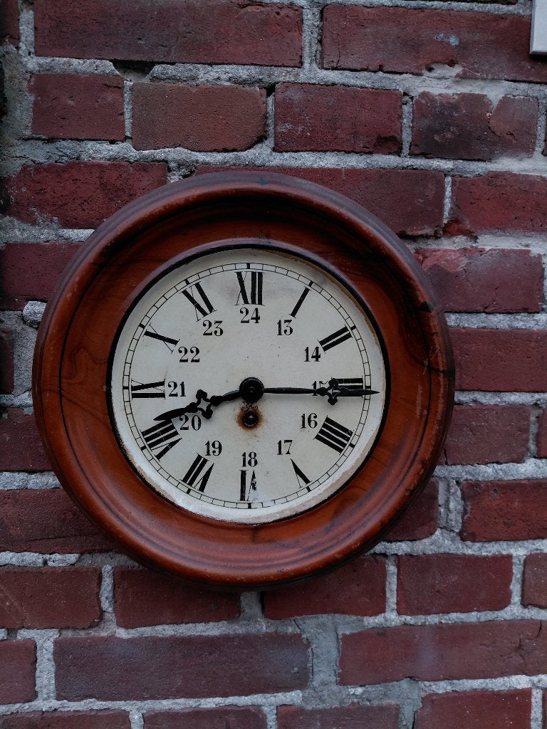 Antieke Franse blikken schoolklok, Japy freres et Cie., Antiek en Kunst, Verzenden