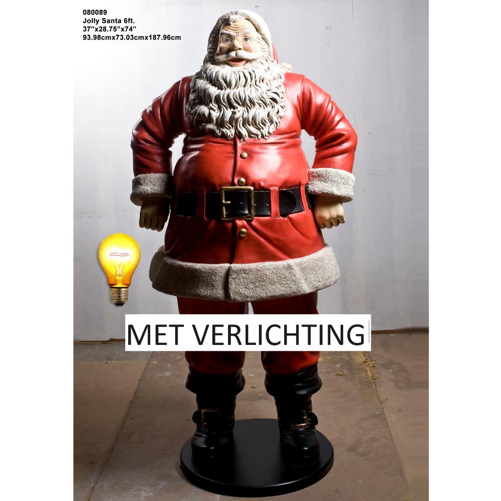 Jolly Santa beeld – Kerstman met Licht Hoogte 188 cm, Diversen, Ophalen, HorecaBeelden, Nieuw, HorecaBeelden